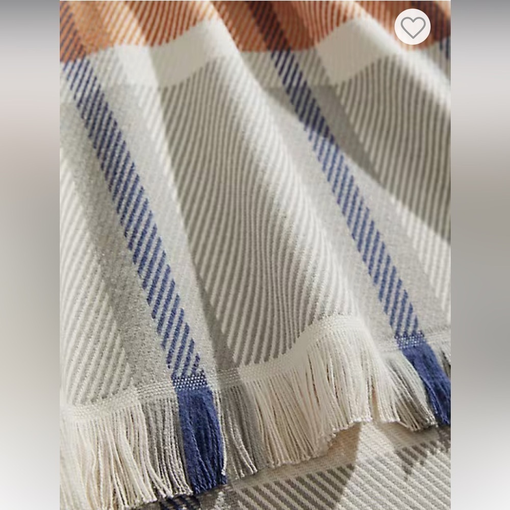 Hudson's Bay 100% Cotton Queen/Double Blanket - Orange, Navy and Cream Tartan - Picture 4 of 6